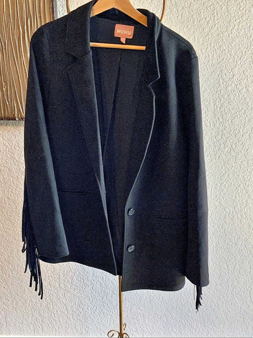 MUMU SIERRA Fringe Jacket Black Medium Like New
